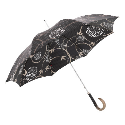 Stick umbrella stylish twigs and flowers, sideview