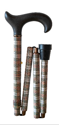 folding cane  deco tartan grey