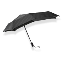 senz folding umbrella automat black stripes side view